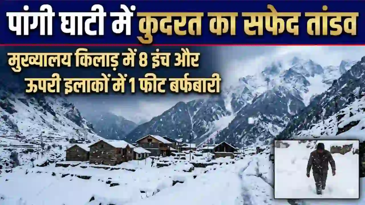 Chamba Pangi Snowfall: पांगी घाटी में कुदरत का सफेद तांडव, मुख्यालय किलाड़ में 8 इंच और ऊपरी इलाकों में 1 फीट बर्फबारी